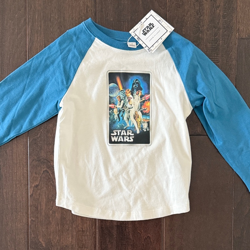 NWT Janie and Jack Star Wars Kids Long Baseball Raglan Sleeve Tee